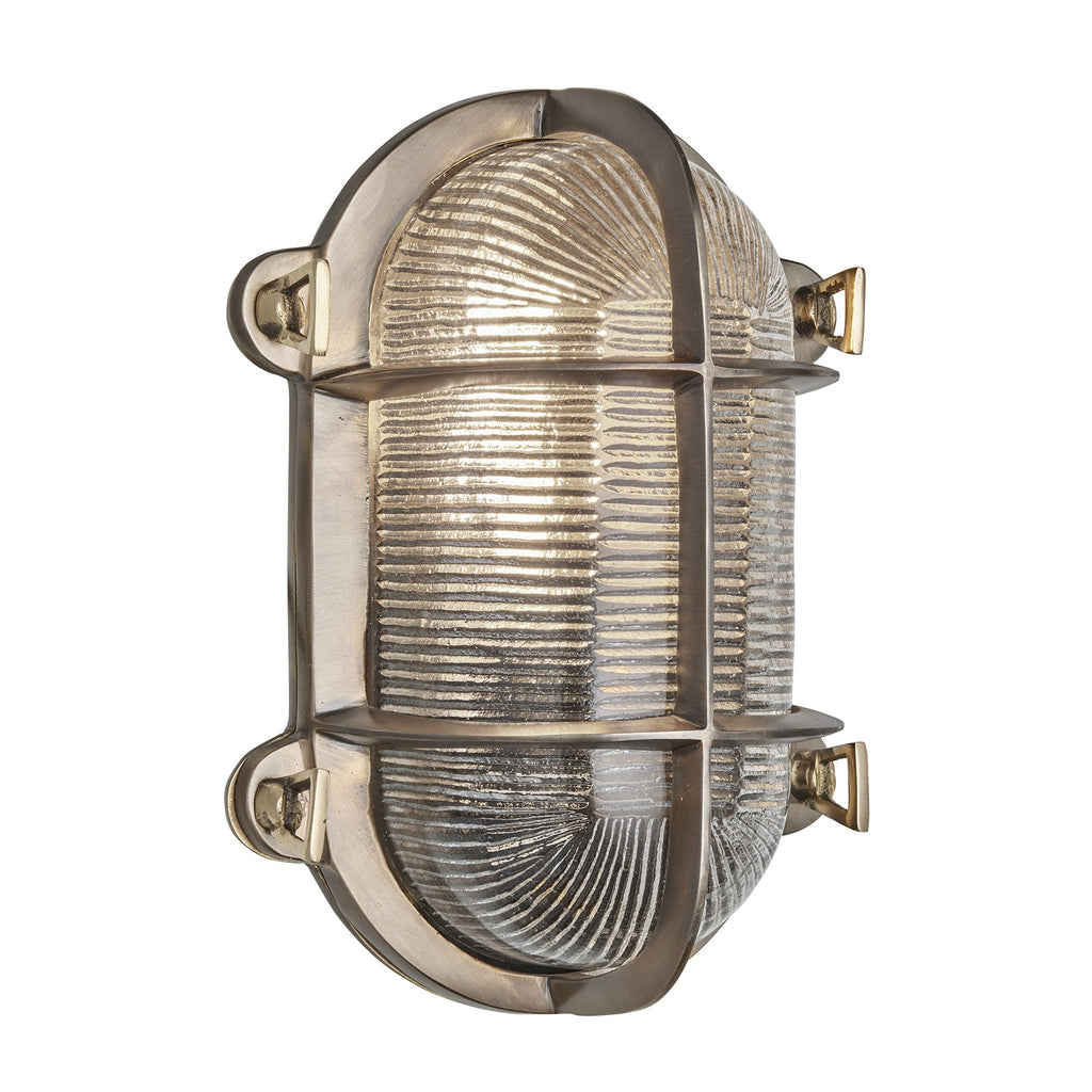 Bulkhead Outdoor & Bathroom Oval Lights, 6 Inch Brass